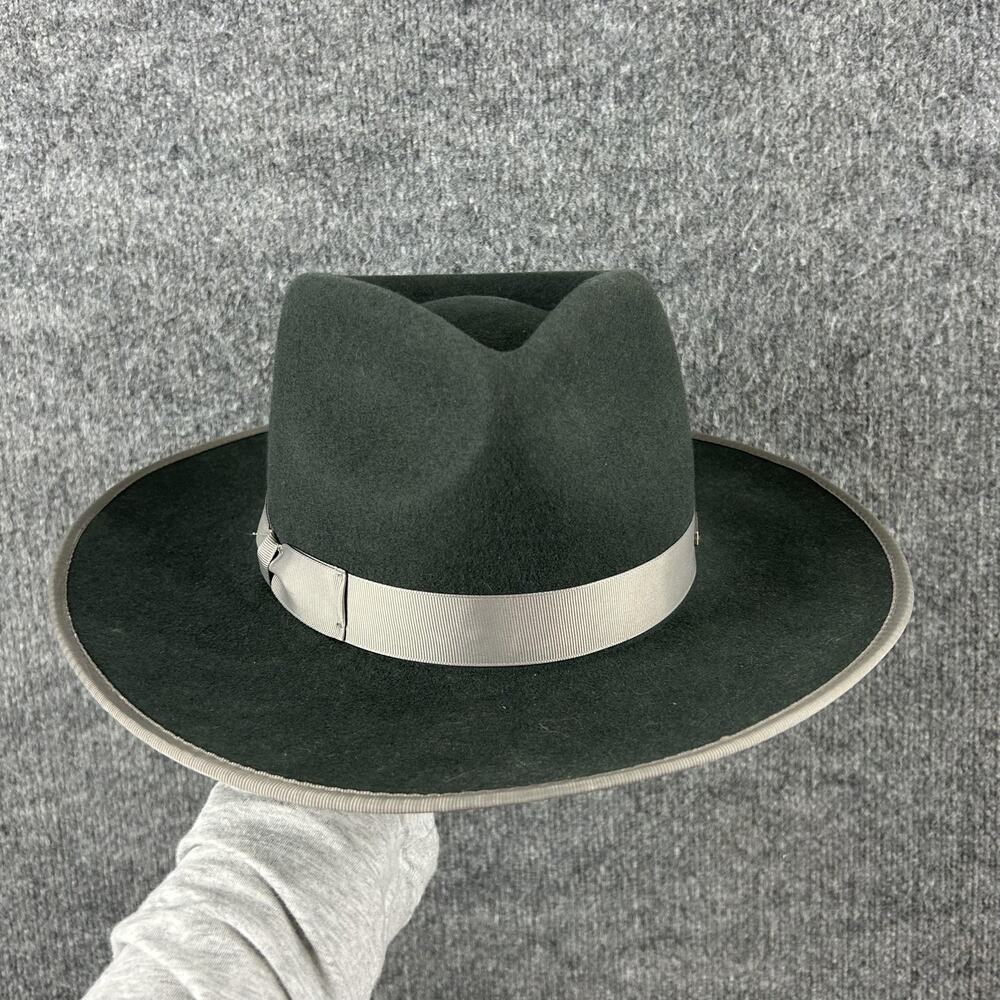 Gigi Pip Womens 59 M/L Monroe Rancher Wool Fedora Hat Green Western Rancher